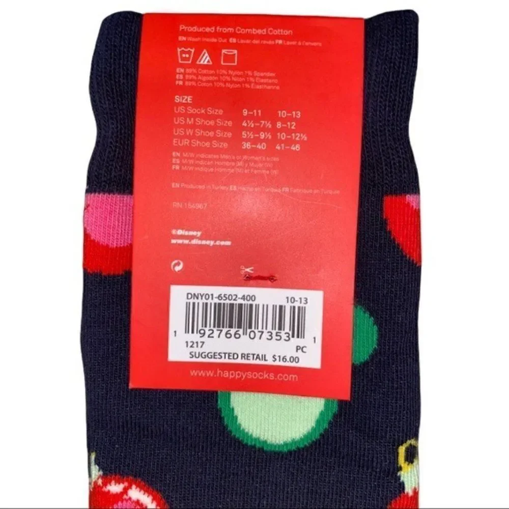 Happy Socks Disney Navy Baublelicious Mickey Unisex Holiday Socks Size 10-13 NWT